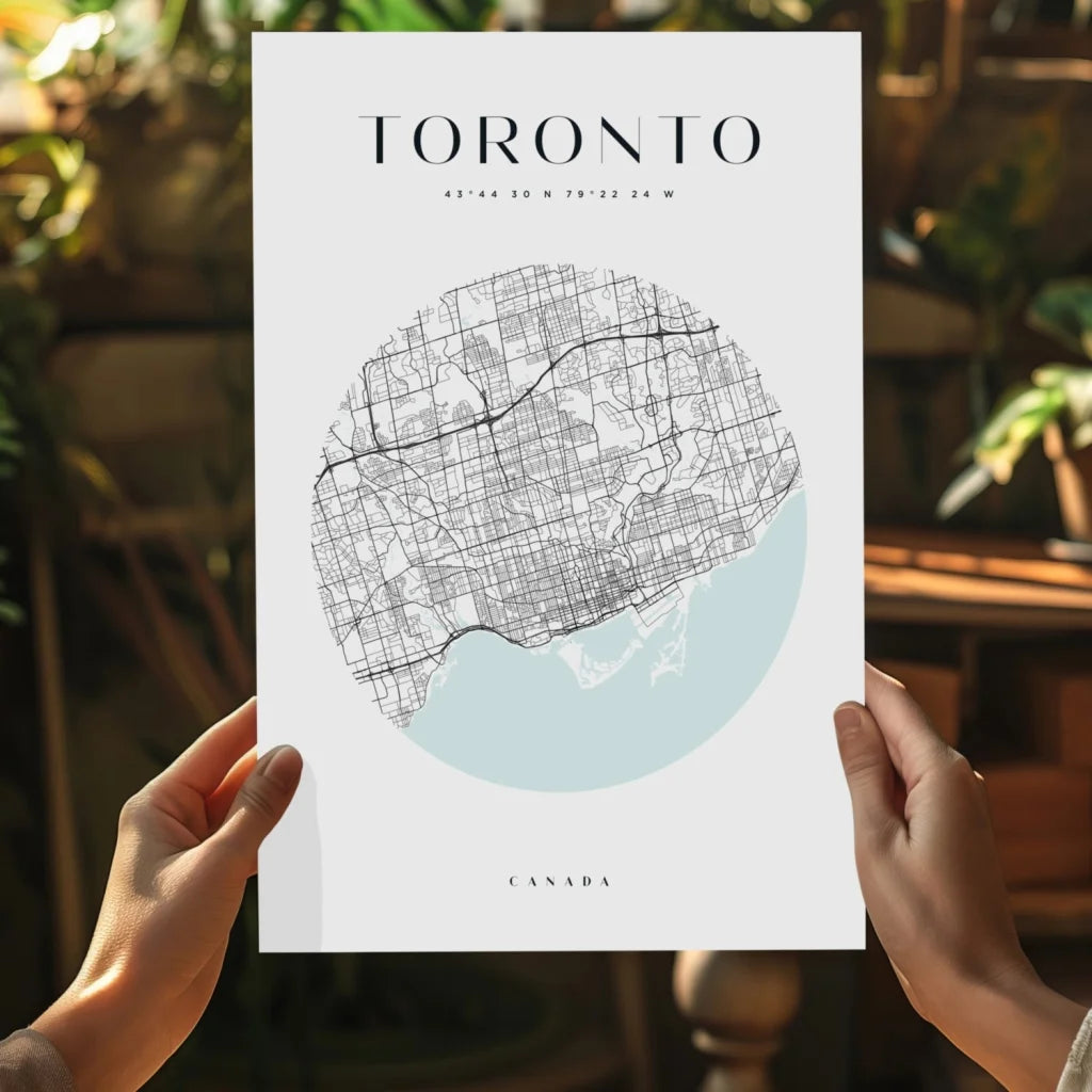 Stunning Toronto map insigne aluminum print for modern homes