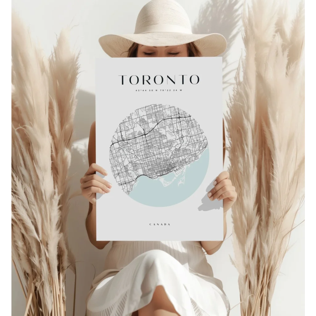 Minimalist Toronto waterfront map on insigne aluminum print