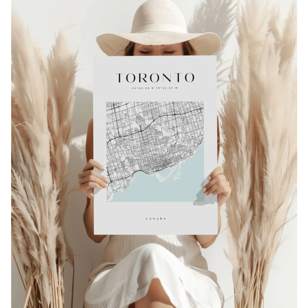 Toronto Map Insigne Aluminum Prints Transform Your Space | Contemporary Home Wall Art | vintageantiquesgifts.com