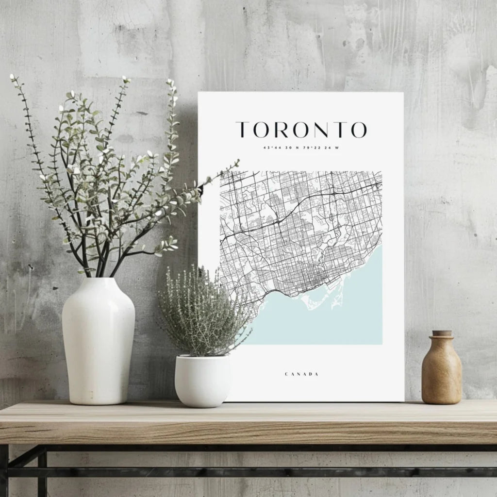 Toronto Map Insigne Aluminum Prints Transform Your Space | Glass Wall Art Print | vintageantiquesgifts.com