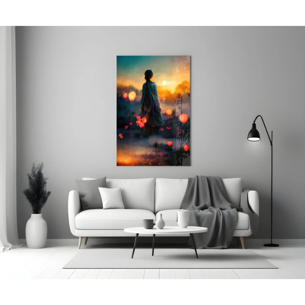 Glowing Lanterns Twilight Canvas Wall Art | Modern Wall Art Decor | vintageantiquesgifts.com