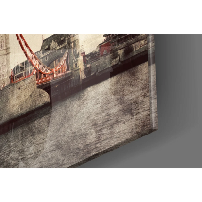 Sepia Tower Bridge wall art canvas print with red cables