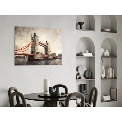 Sepia Tower Bridge canvas wall art with red cables