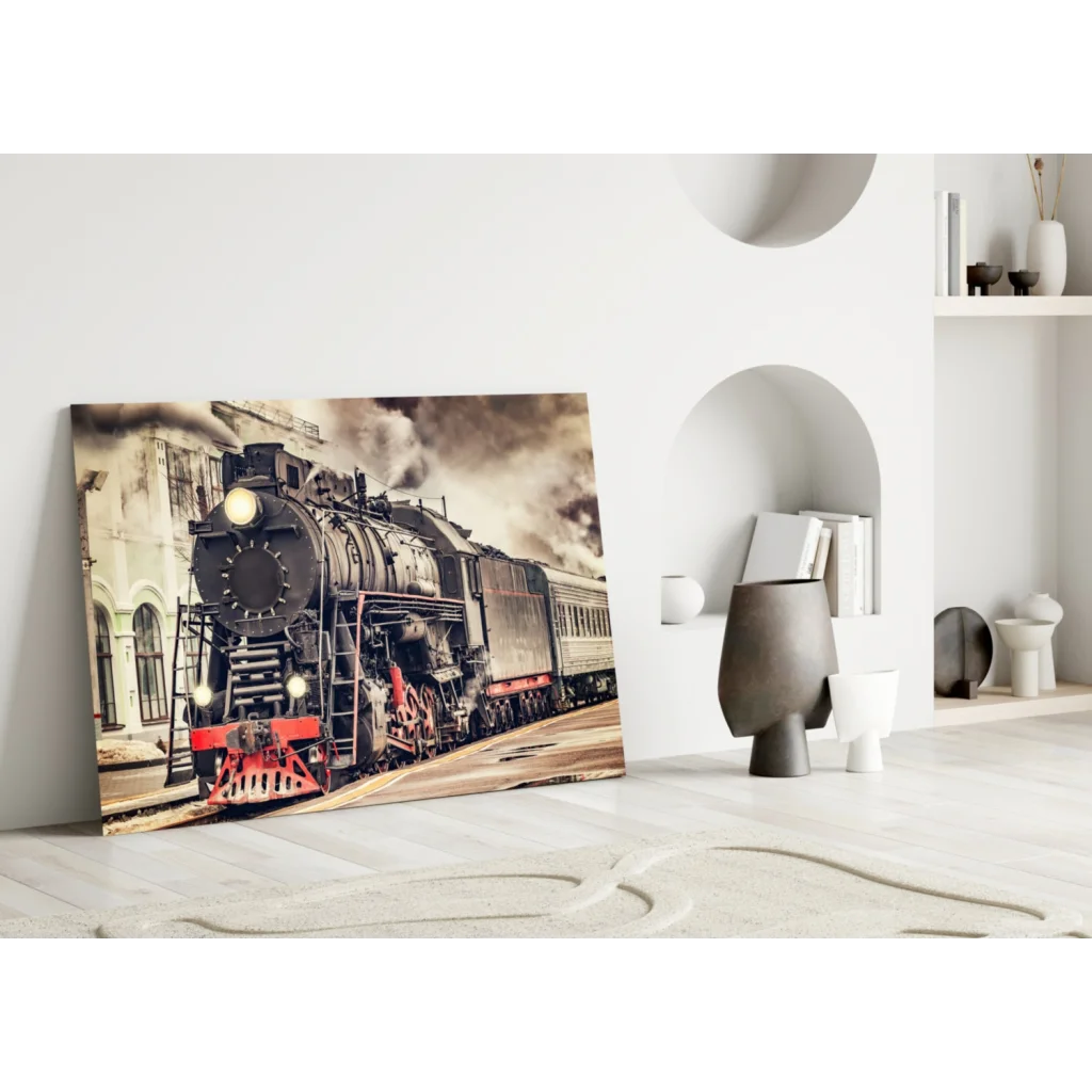 Vintage Steam Locomotive Canvas Wall Art Print | Modern Wall Art Decor | vintageantiquesgifts.com