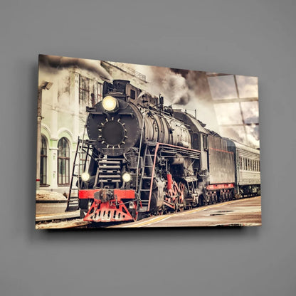 Vintage Steam Locomotive Canvas Wall Art Print | Glass Wall Art Print | vintageantiquesgifts.com