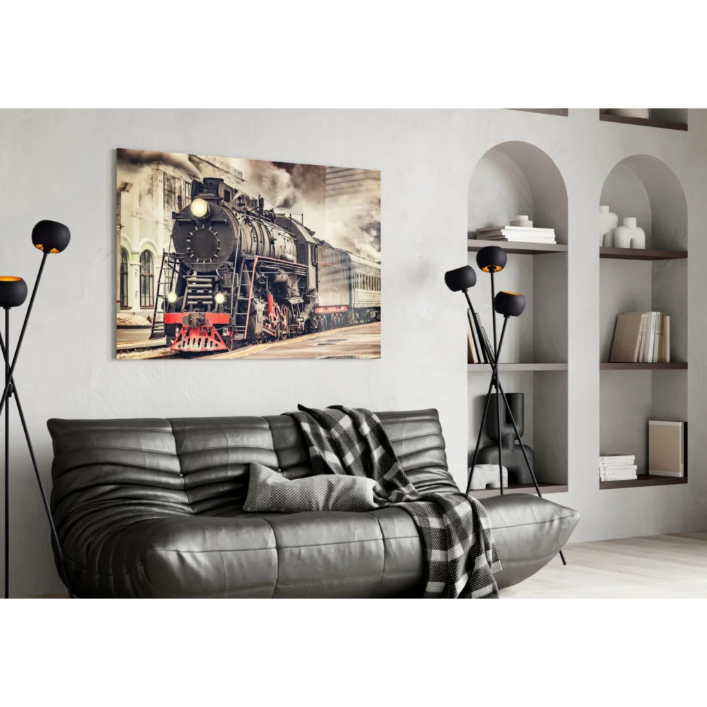 Vintage Steam Locomotive Canvas Wall Art Print | Contemporary Home Wall Art | vintageantiquesgifts.com