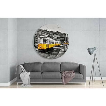 Vintage Tram Route 28 Tempered Glass Art with Size Comparison | Glass Wall Art Print | vintageantiquesgifts.com