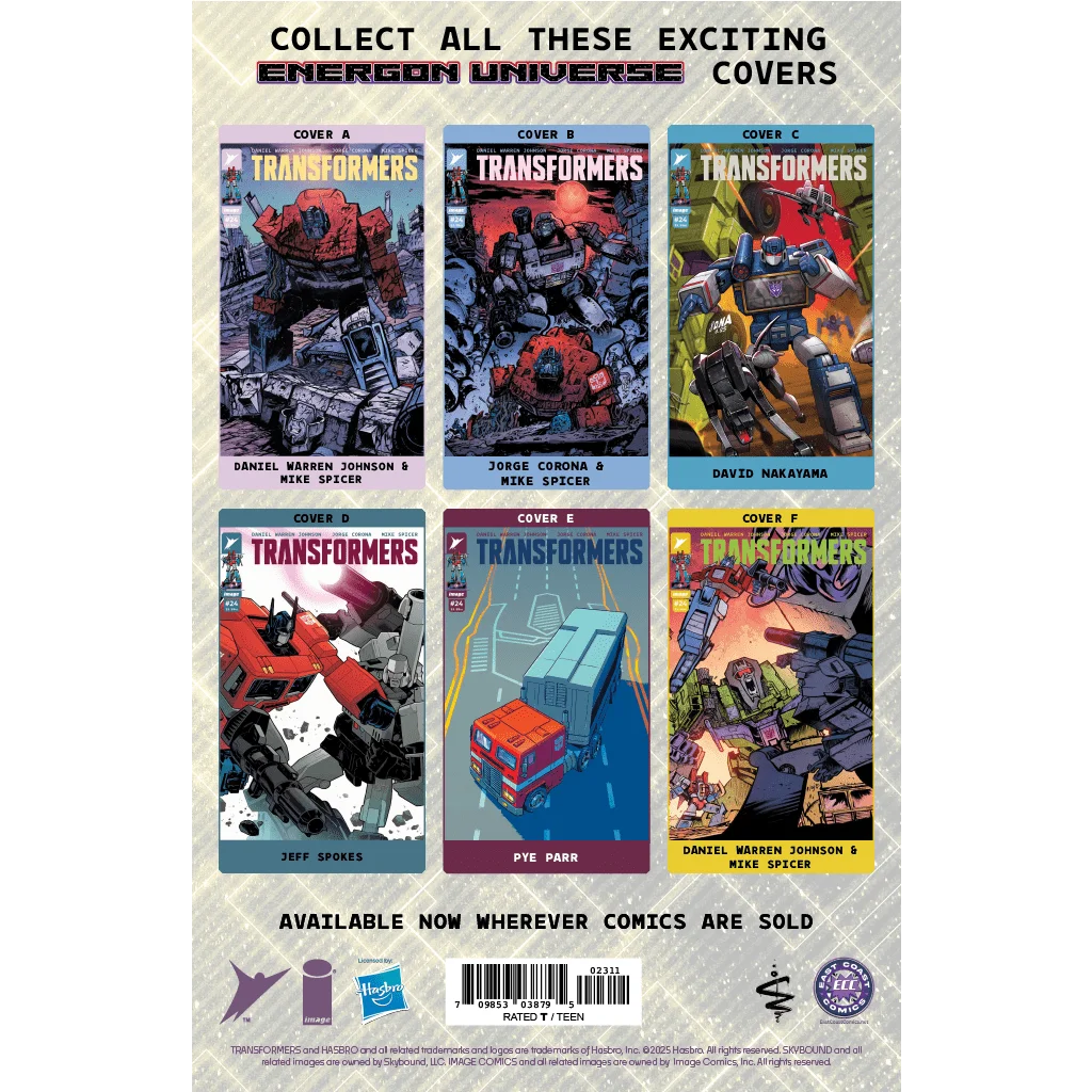 Six Transformers Energon Universe comic covers in the Universe Shaking Collection