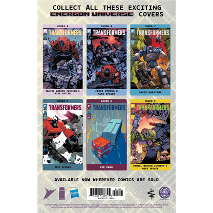 Six Transformers Energon Universe comic covers in the Universe Shaking Collection