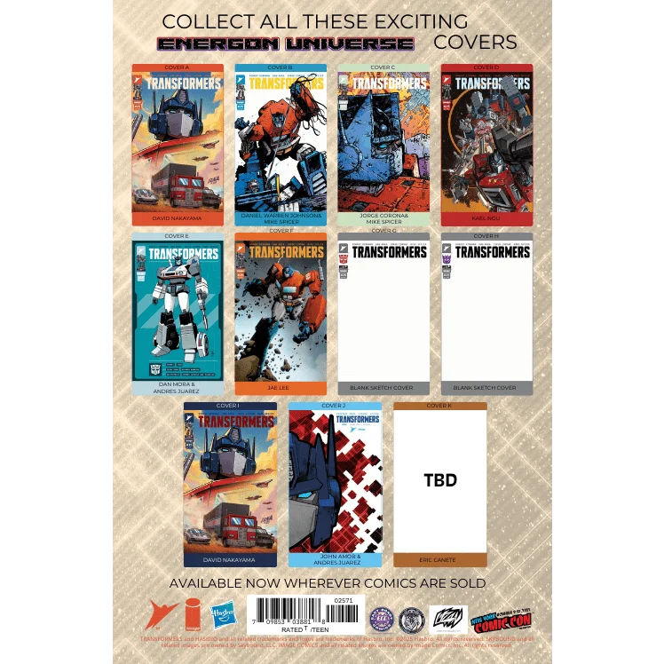 Comic book ad for Energon Universe Transformers covers featuring Franck Uzan and Martin Zavala at ECC NYCC Exclusive