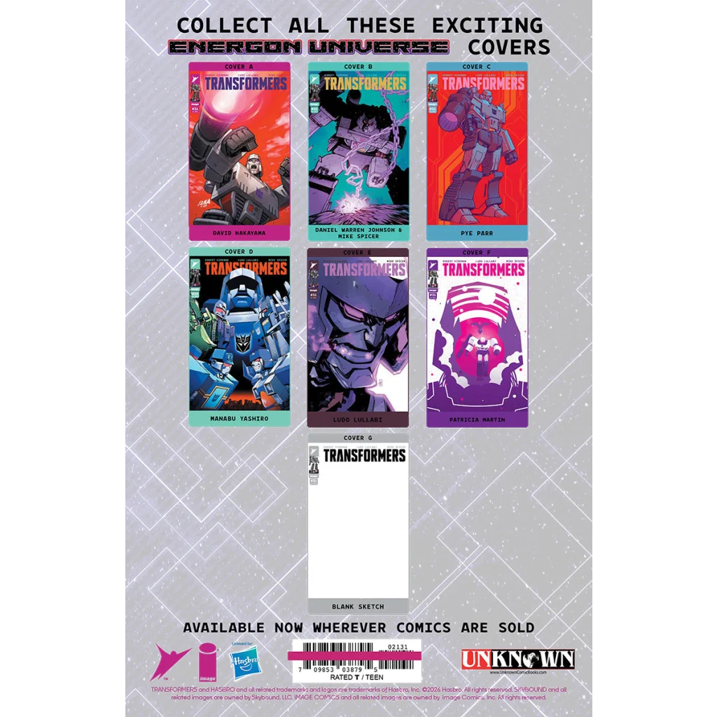 Transformers #31 stephen segovia exclusive virgin variant cover featuring six distinct comic art designs and one blank sketch