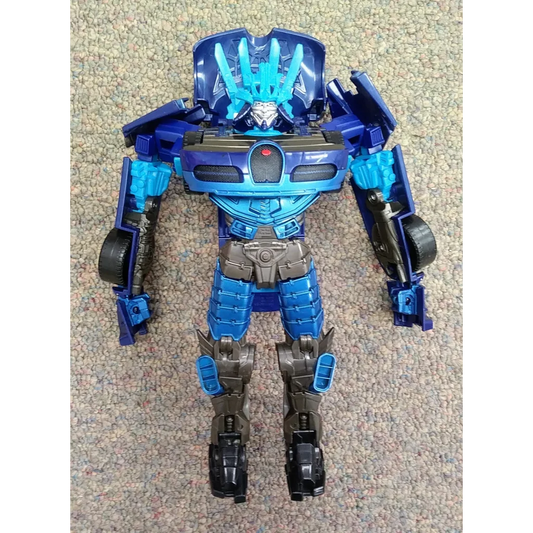 Blue and black Autobot Drift Transformers action figure with wheeled legs by Hasbro