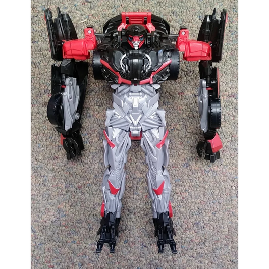 Hot Rod Transformers action figure in silver, red and black