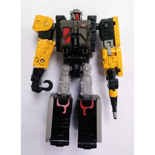 Yellow and black Autobot Ironworks Transformers action figure with red accents