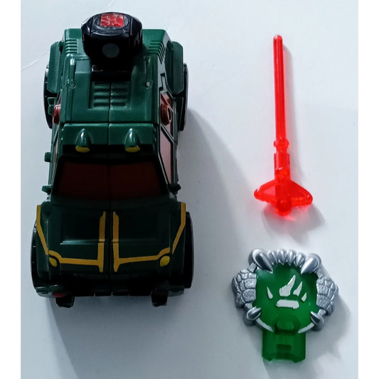 Vintage 2005 Transformers action figure Autobot Overhaul with green black toy car
