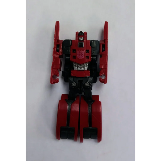 Red and black Decepticon Frenzy Data Disc Transformer robot toy with wheels