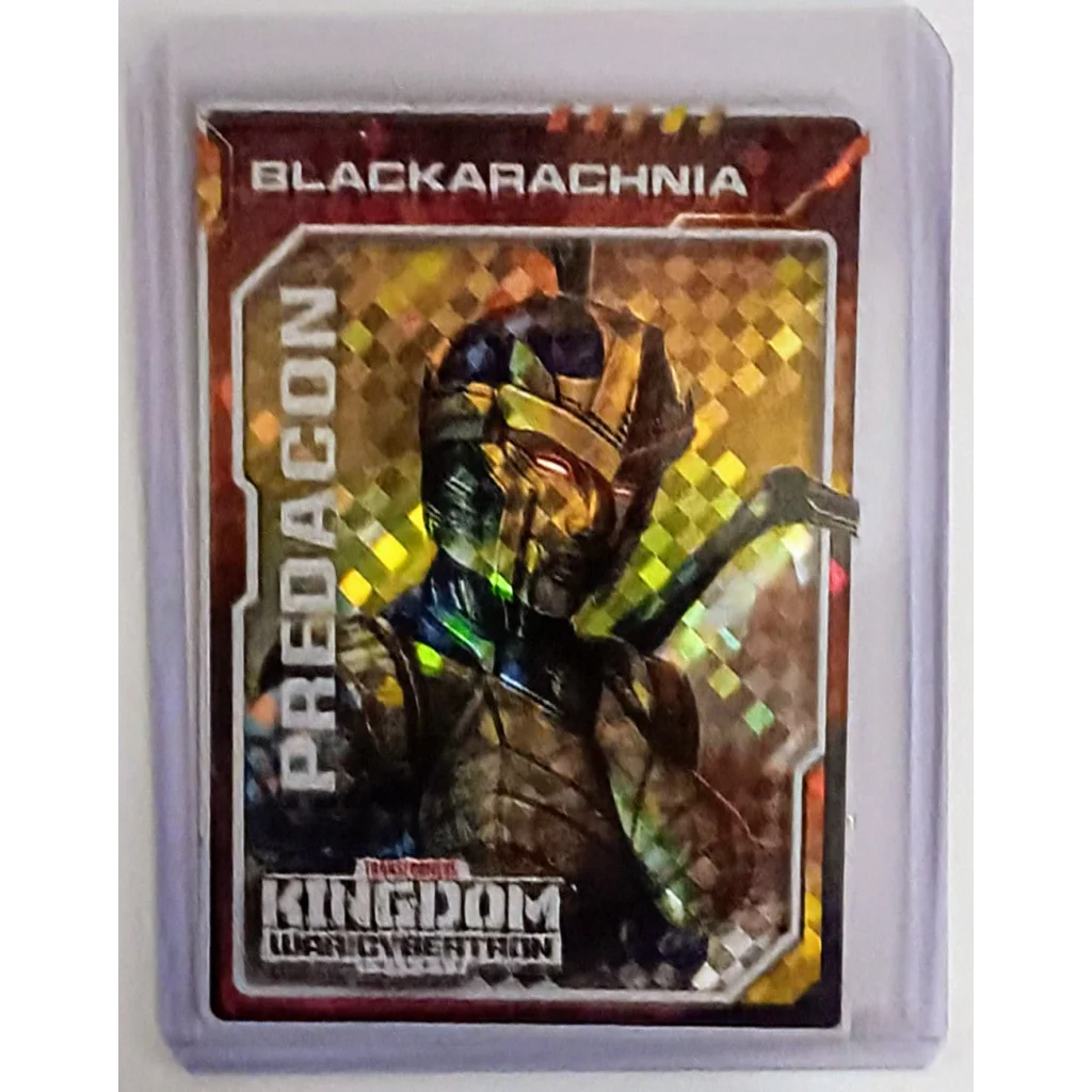 Gold and black Transformers hologram sticker card with Predacon text