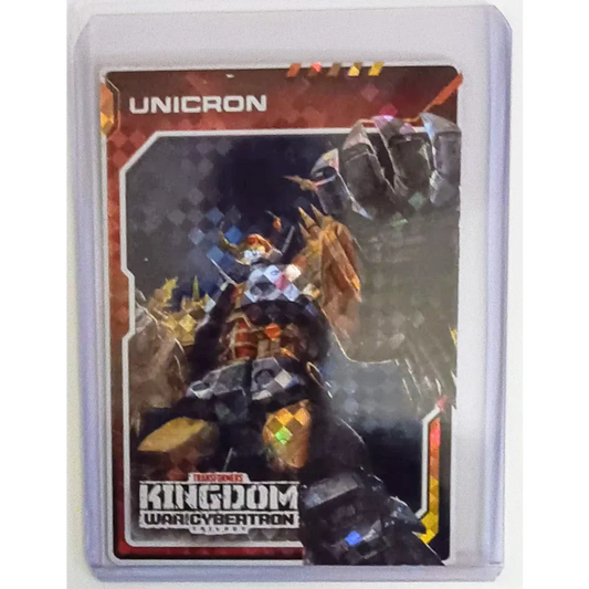 Transformers hologram sticker card with Unicron figure in case