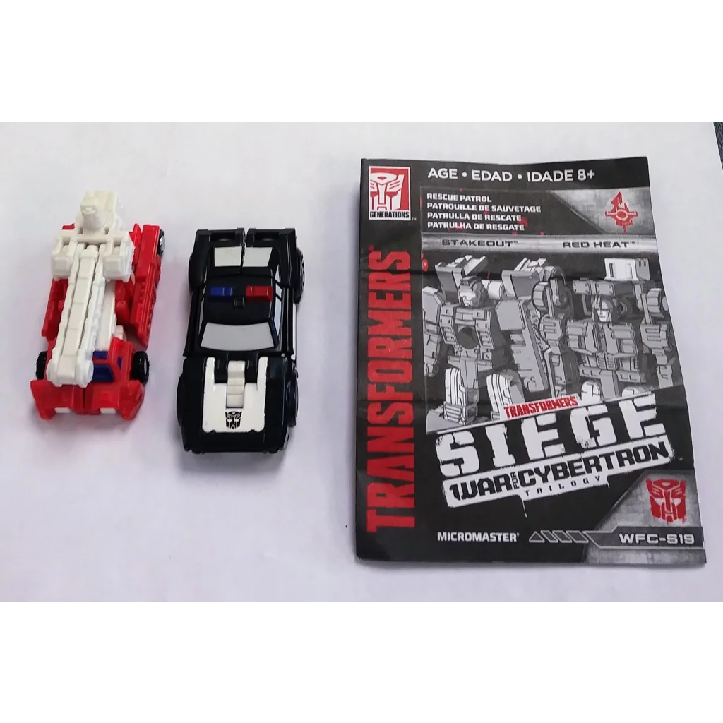 Transformers Autobots Stakeout Red Heat figure set with Siege Micromaster vehicle