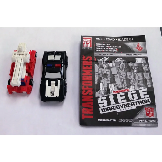 Transformers Autobots Stakeout Red Heat figure set with Siege Micromaster vehicle