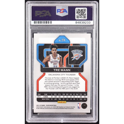 Graded Tre Mann Rookie Card Panini Prizm autographed basketball trading card