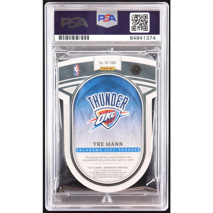 Graded Tre Mann basketball trading card from Tre Mann Signed Jersey Card PSA Authenticated Thunder Rookie