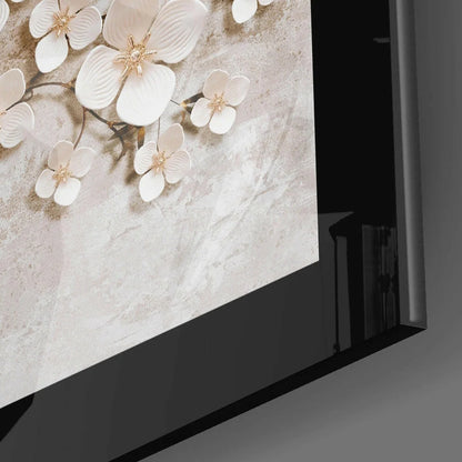 Stunning 3D Floral Glass Wall Art with Gold Accents | Modern Wall Art Decor | vintageantiquesgifts.com