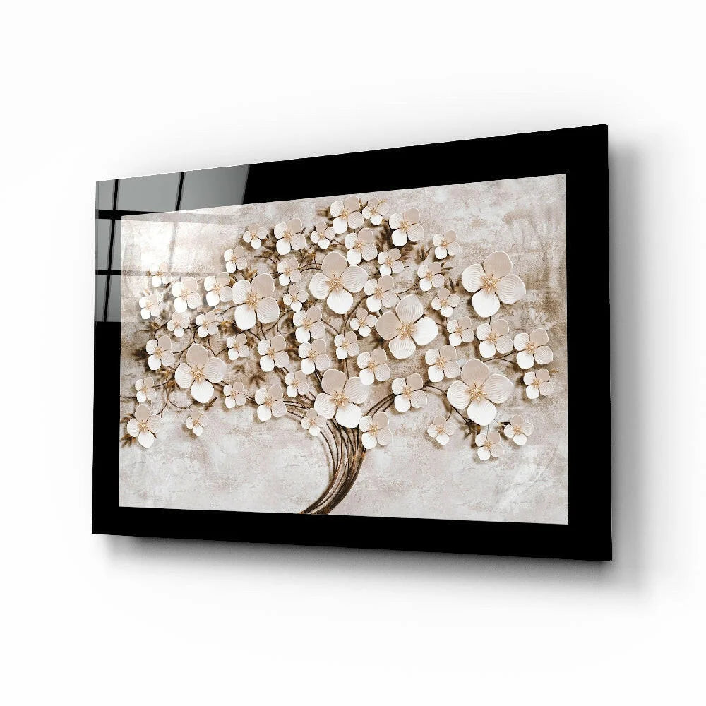 Stunning 3D Floral Glass Wall Art with Gold Accents | Insigneart USA | vintageantiquesgifts.com