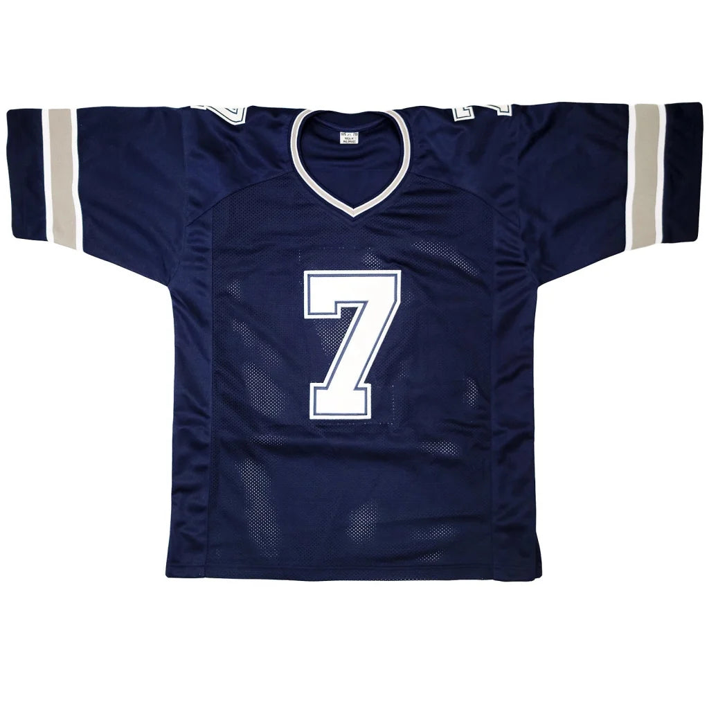 Trevon Diggs autographed navy blue custom jersey with white number 7