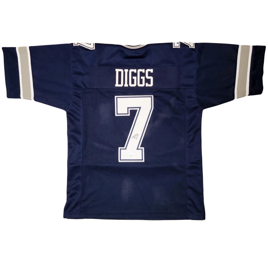Trevon Diggs autographed navy blue custom Dallas Cowboys jersey #7