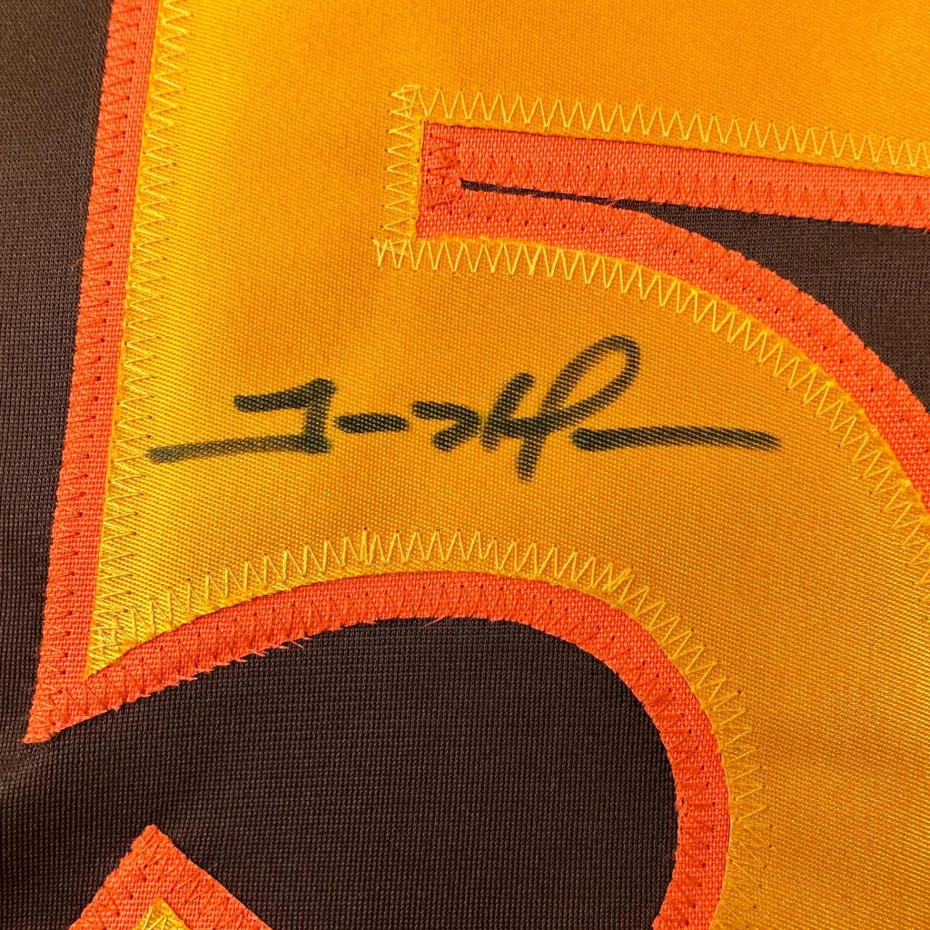 Autographed golden-orange Trevor Hoffman custom jersey from professional sports league
