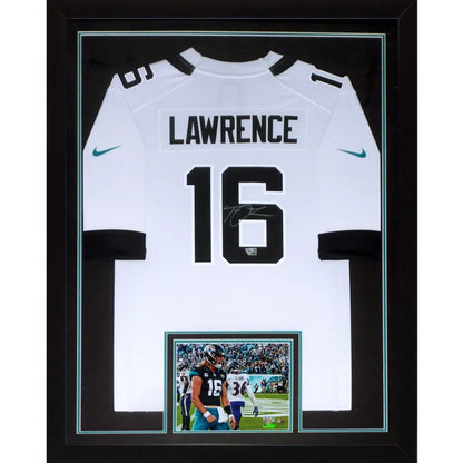 Trevor Lawrence autographed deluxe framed Jacksonville Jaguars jersey