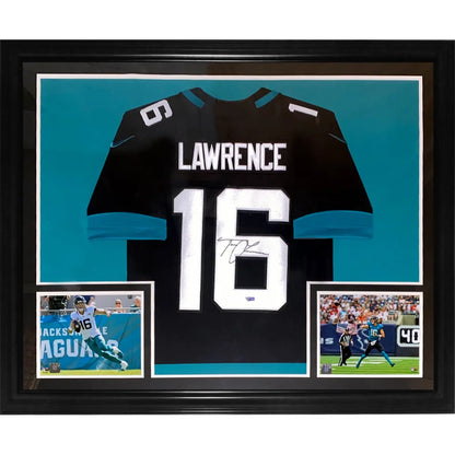 Trevor Lawrence autographed black Jacksonville Jaguars deluxe framed jersey