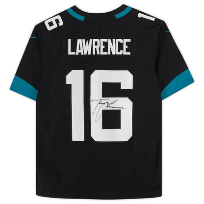 Trevor Lawrence autographed black Nike Jaguars jersey with teal accents