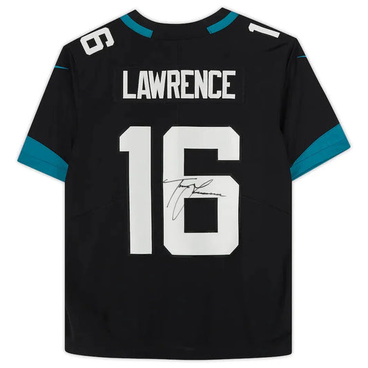 Trevor Lawrence autographed black Nike Jaguars jersey with teal accents