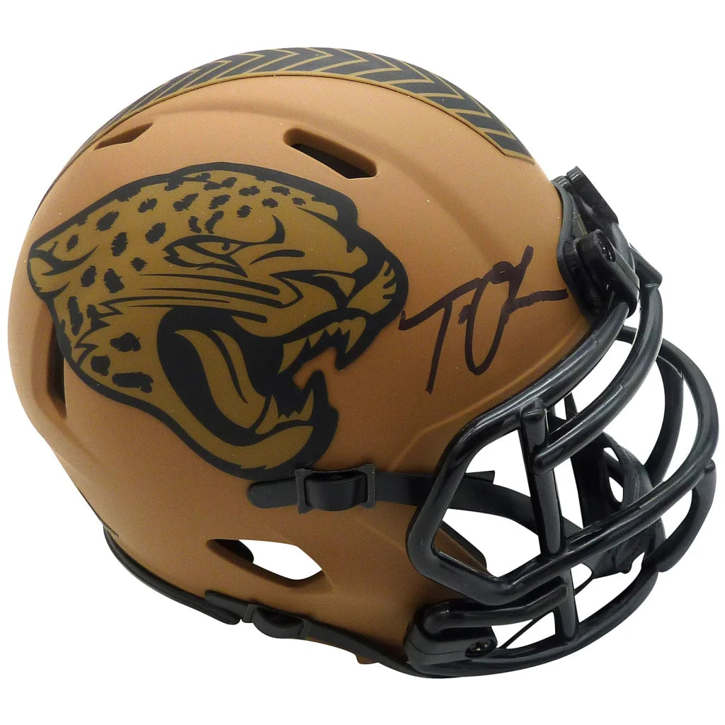 Trevor Lawrence autographed Jacksonville Jaguars gold mini helmet