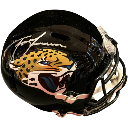 Trevor Lawrence autographed black and gold Jaguars replica helmet