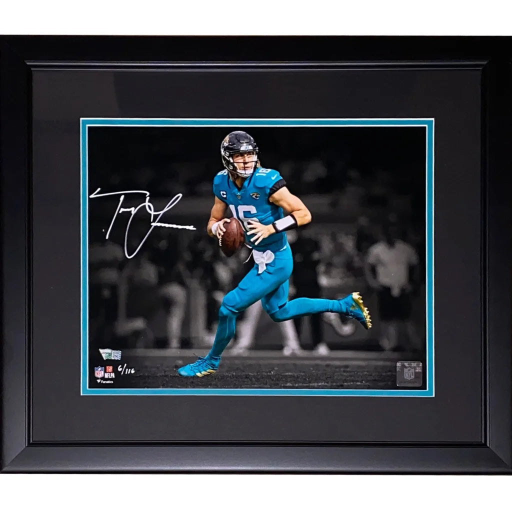 Trevor Lawrence autographed Jacksonville Jaguars framed action photo