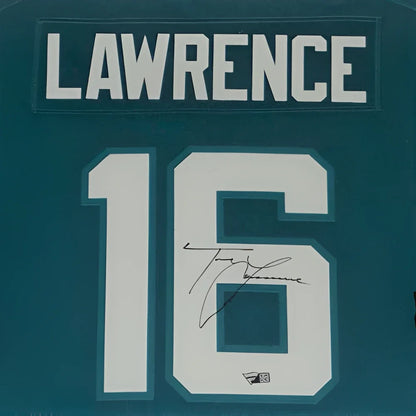Trevor Lawrence autographed deluxe framed jersey with Eagles design