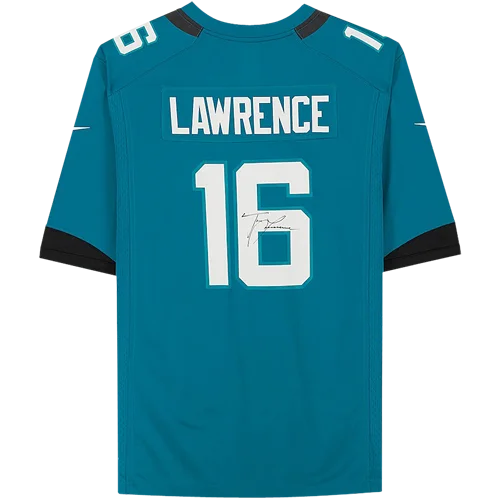 Trevor Lawrence autographed Jacksonville Jaguars teal Nike jersey number 16