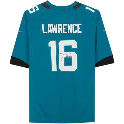 Trevor Lawrence autographed Jacksonville Jaguars teal Nike jersey number 16