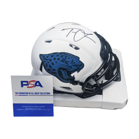 Trevor Lawrence Signed Jacksonville Jaguars Lunar Mini Helmet | Creative Sports | vintageantiquesgifts.com