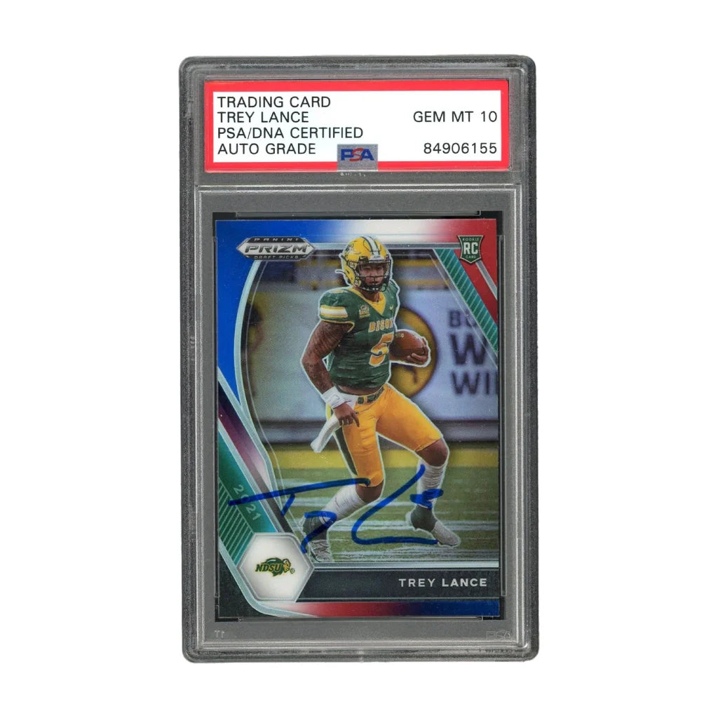 Trey Lance Gem Mint 10 autographed rookie card in PSA case