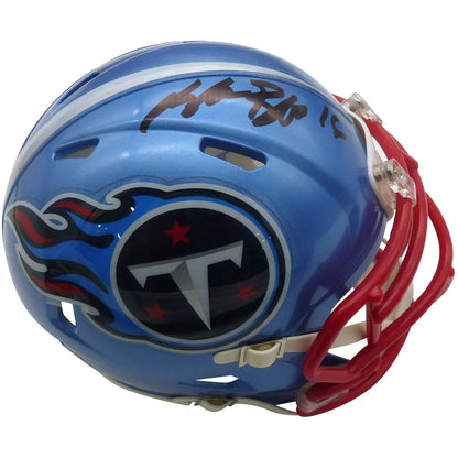 Treylon Burks autographed Flash alternate mini helmet in Titans blue red chrome