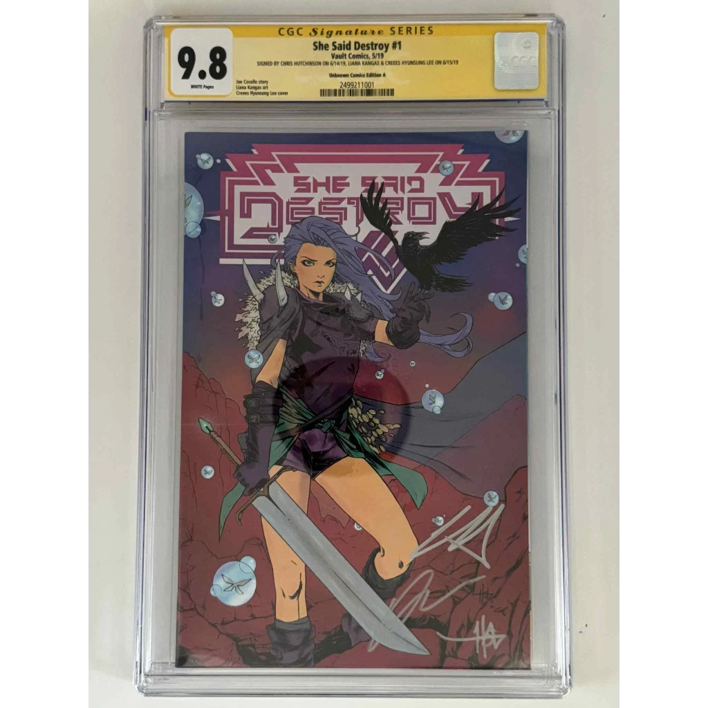 Triple signed She Said Destroy #1 Creees exclusive yellow label CGC 9.8