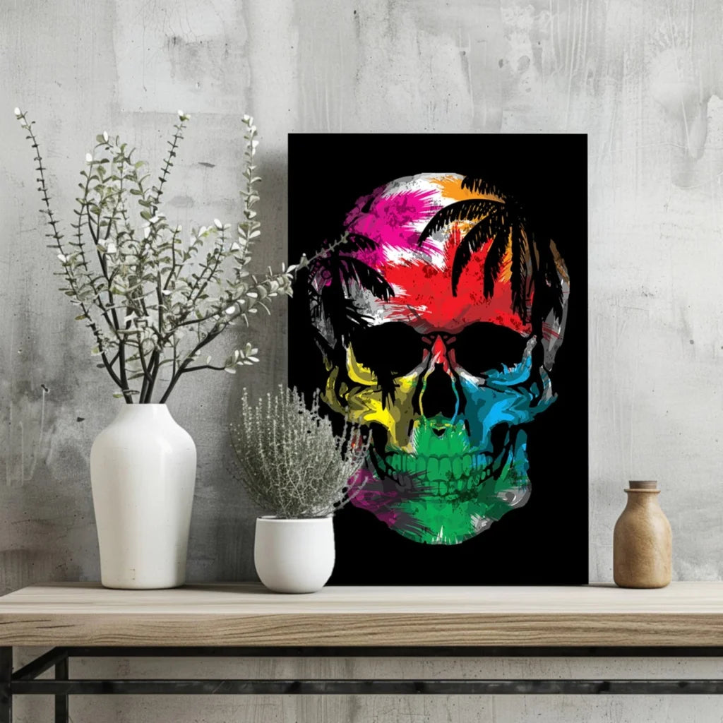 Tropical Skull Paradise Aluminum Print | Glass Wall Art Print | vintageantiquesgifts.com