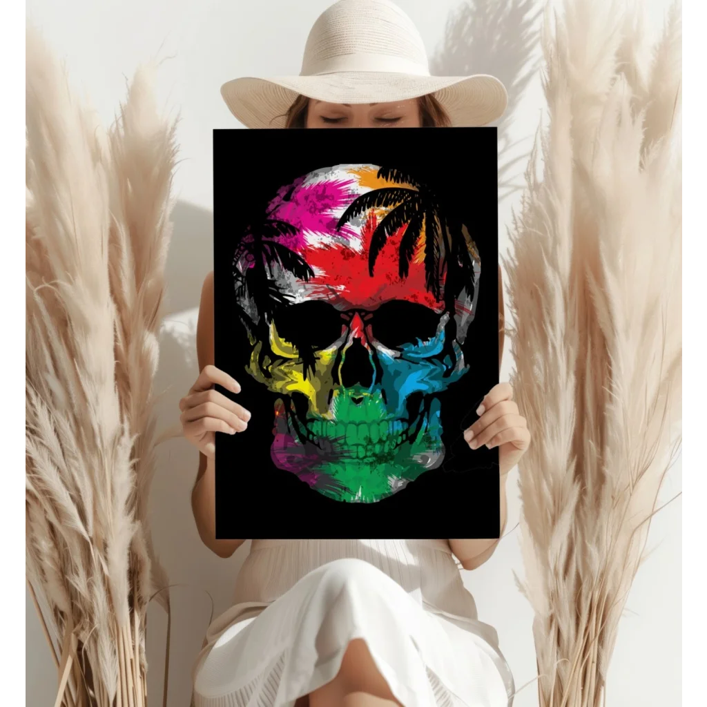 Tropical Skull Paradise Aluminum Print | Contemporary Home Wall Art | vintageantiquesgifts.com