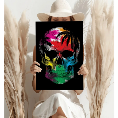 Tropical Skull Paradise Aluminum Print | Contemporary Home Wall Art | vintageantiquesgifts.com
