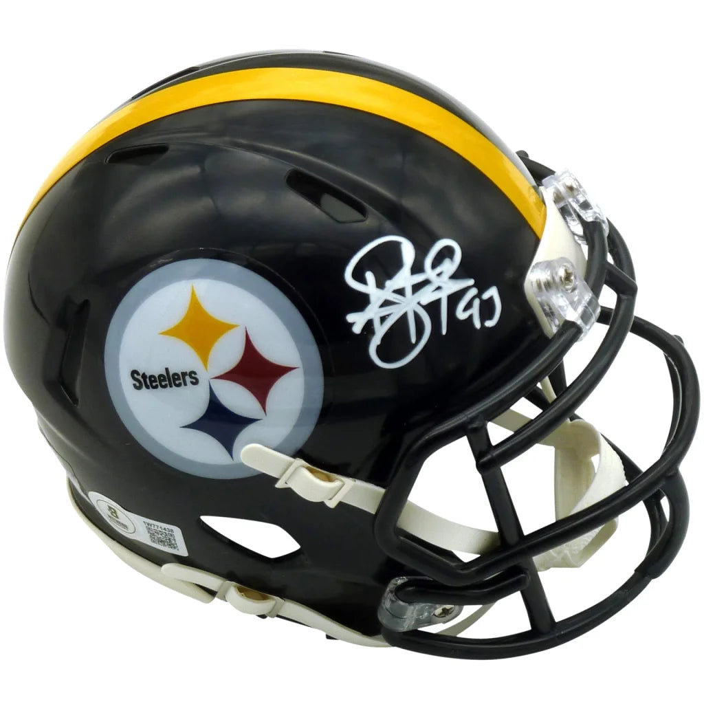 Troy Polamalu autographed Pittsburgh Steelers mini helmet with yellow stripe