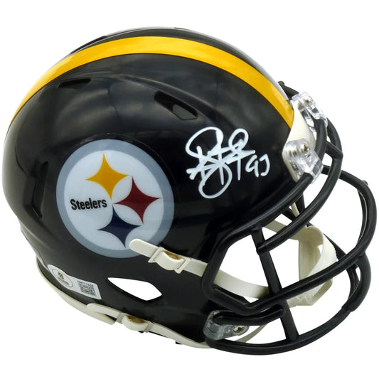 Troy Polamalu autographed Pittsburgh Steelers mini helmet with yellow stripe